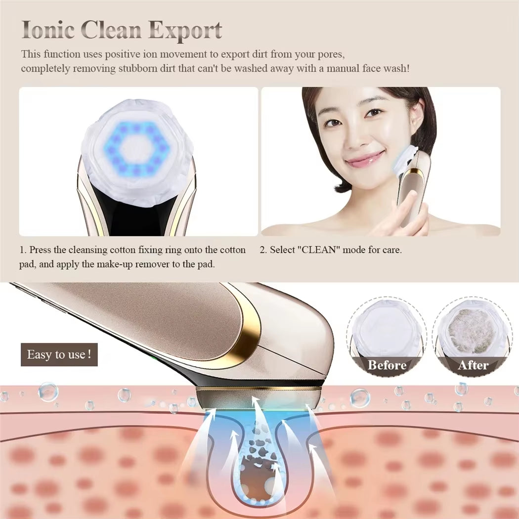 HIFU Face Skin Care EMS Facial Lifting Massager LED Photon Wrinkle Remover Hot Compress 1200Hz Vibration Anti-Aging Device