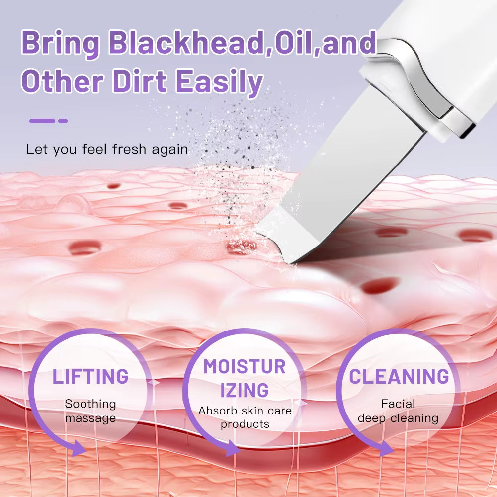 Ultrasonic Peeling Machine Skin Care Blackhead Remover Device Face Cleaning Pore Cleanser Facial Lifting Massager Skin Scrubber