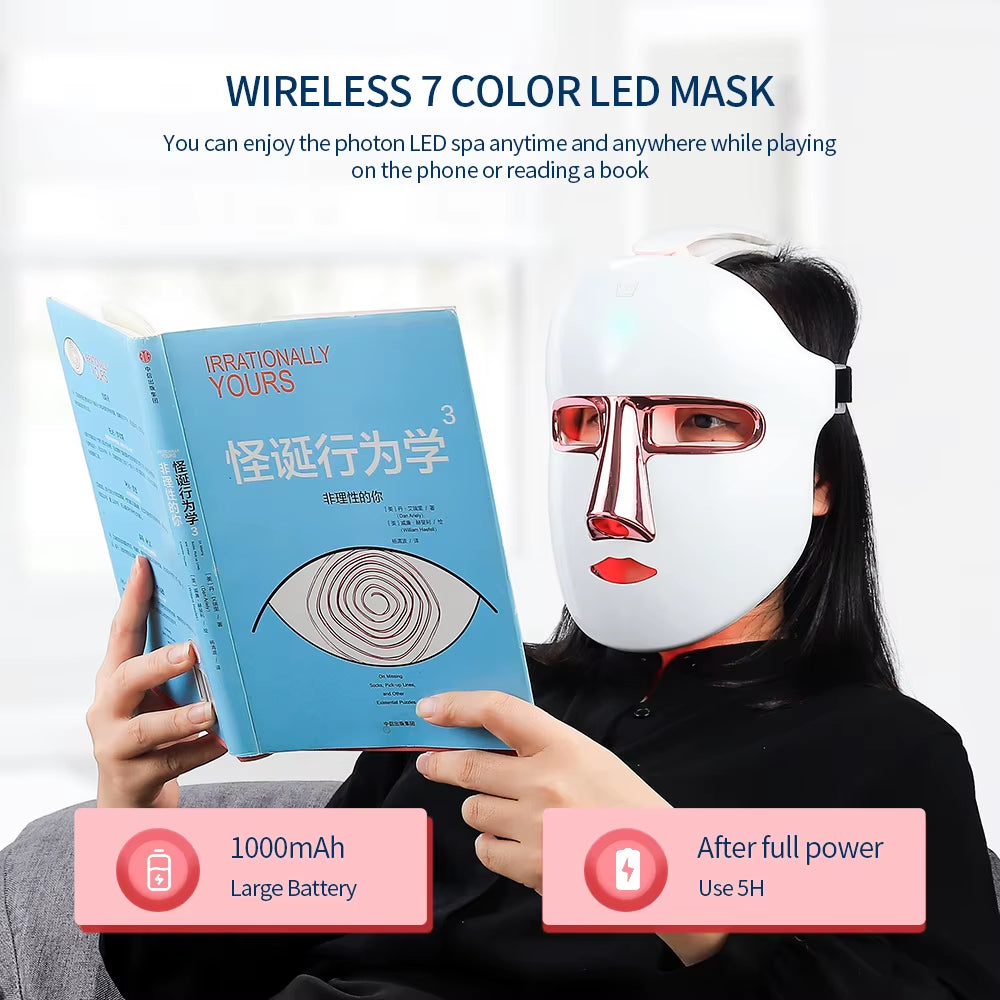 Wireless 7 Colors Face LED Mask Photon Facal Beauty Mask Skin Rejuvenation anti Acne Repair Skin Tightening anti Aging Skin Care