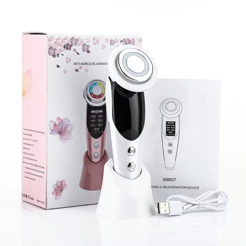 7 in 1 Face Lifting Device EMS Microcurrent Skin Rejuvenation LED Facial Neck Firming Massager Face Beauty Care Apparatus