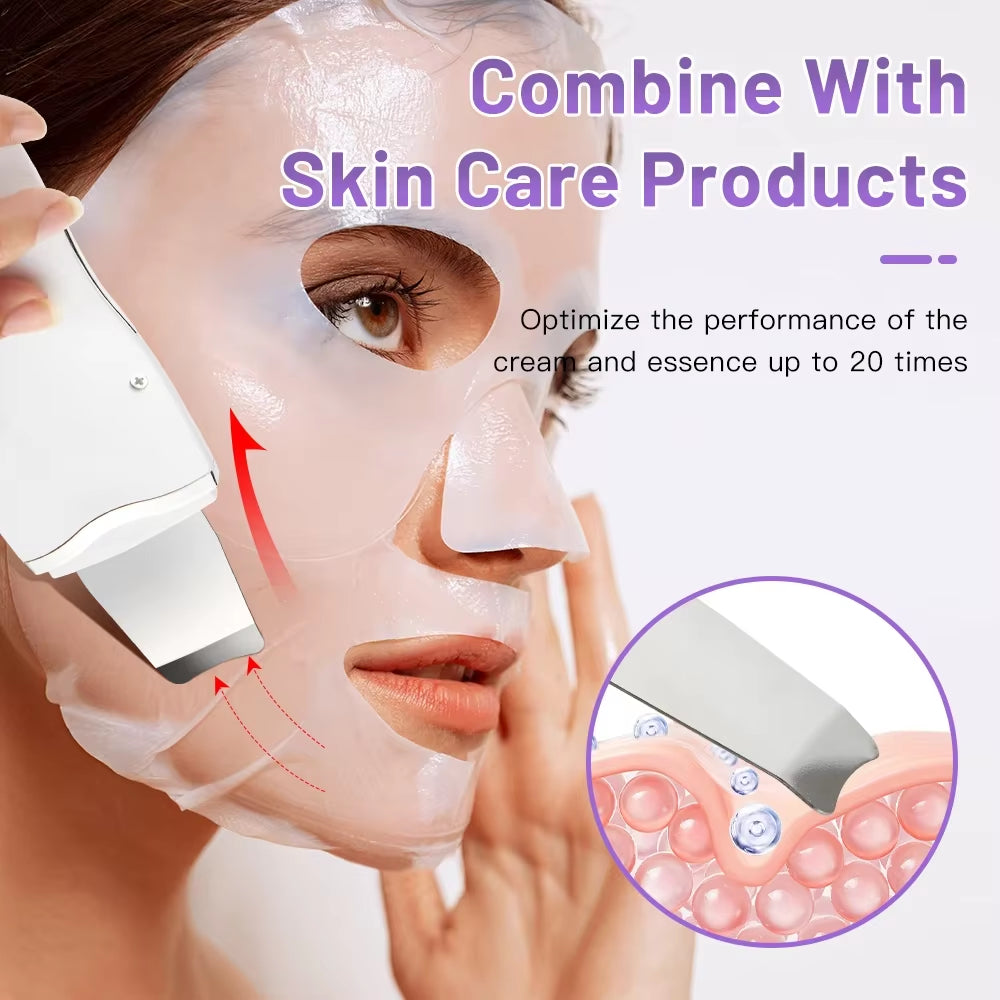 Ultrasonic Peeling Machine Skin Care Blackhead Remover Device Face Cleaning Pore Cleanser Facial Lifting Massager Skin Scrubber