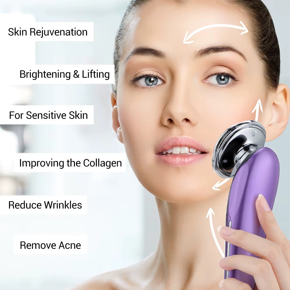 7 in 1 Anti-Aging Skin Rejuvenation Device EMS LED Facial Neck Firming Massager Beauty Care Apparatus Reduce Fine Lines