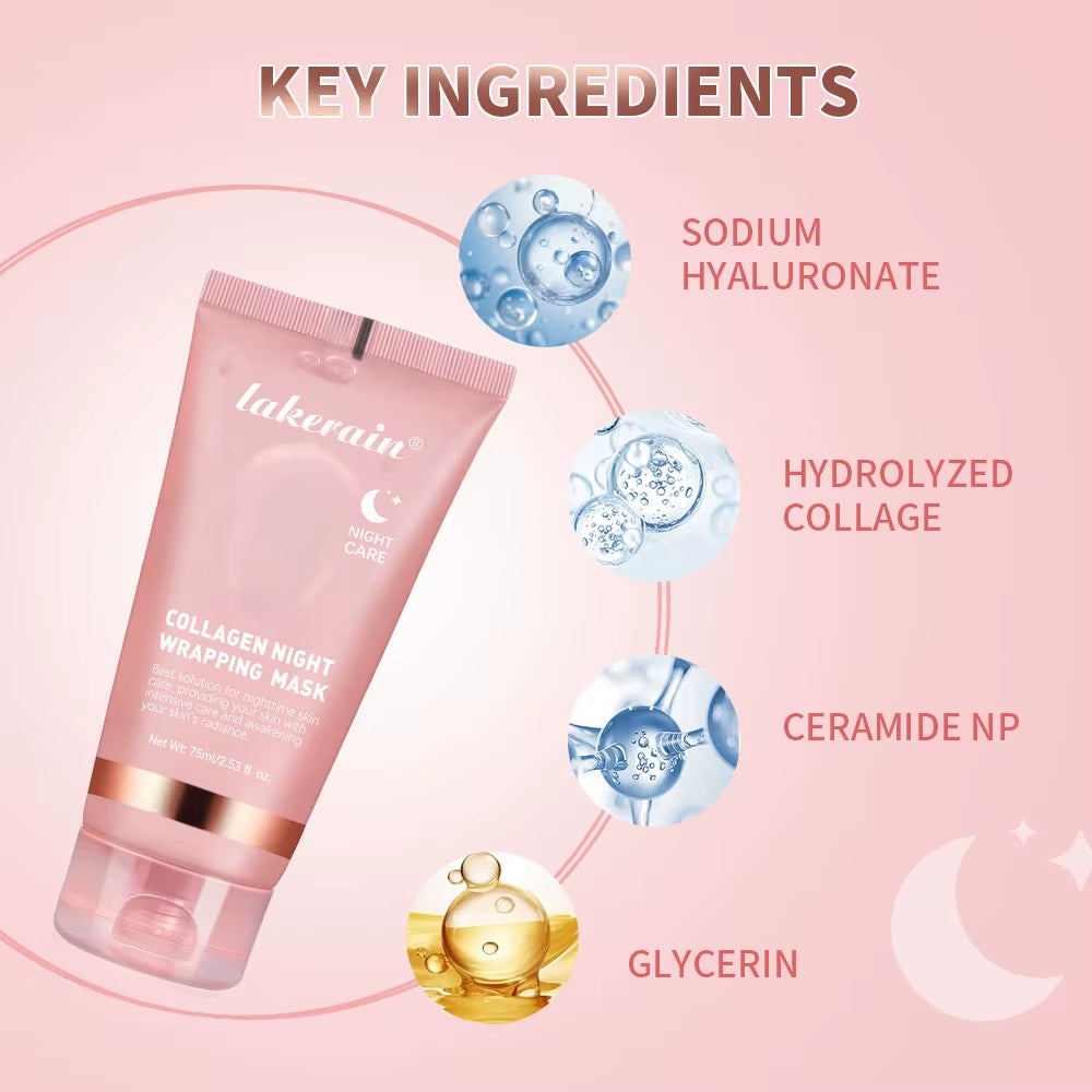 Night Collagen Wrapping Mask Deep Hydration Moisturizing Brightening Korean Face Mask Make Glowy Skin Elasticity Mask Products