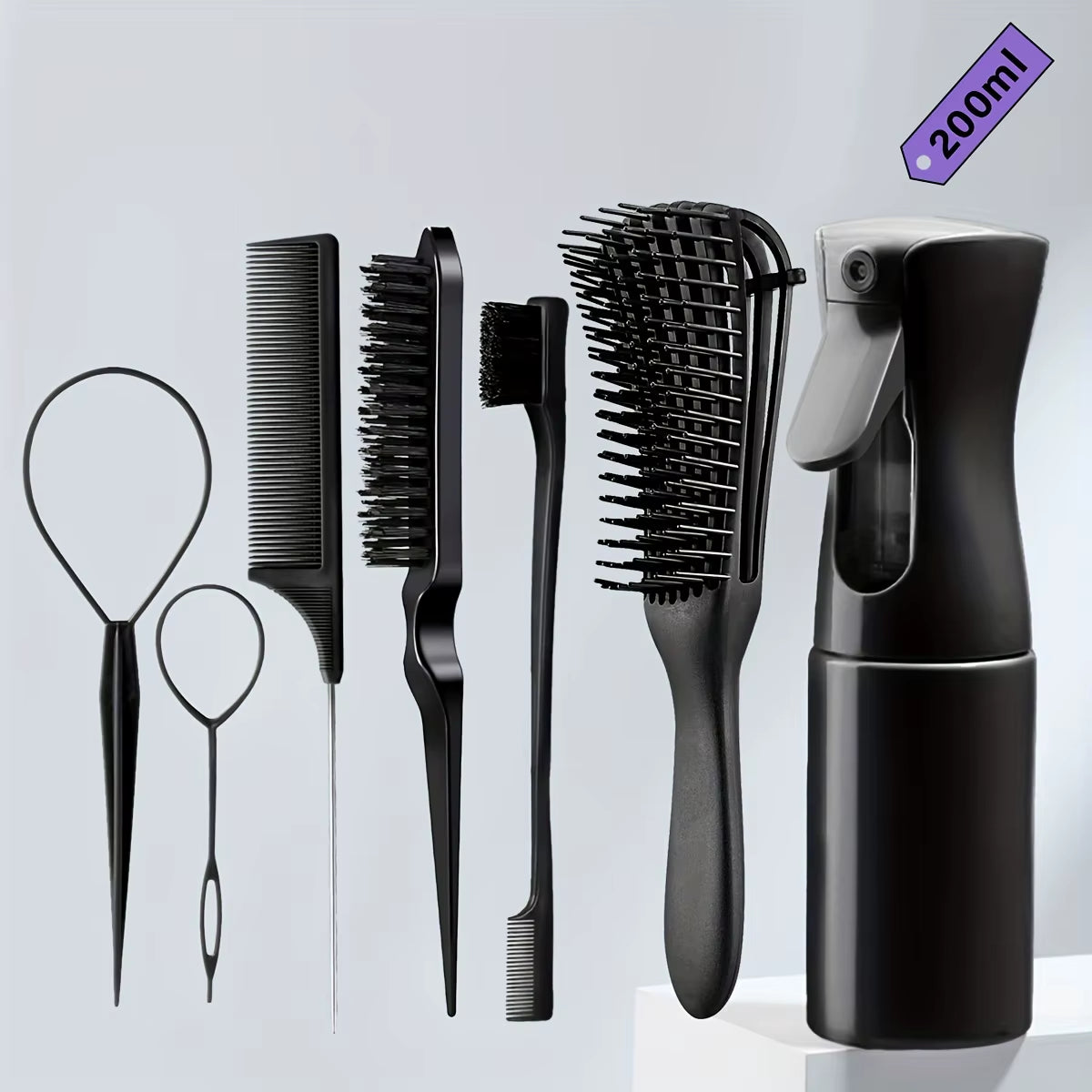 5-Piece Hair Styling Tools Set for Curly/Normal Hair Unisex Adult Unscented Hair Care Kit with Octopus Detangler Brush Comb