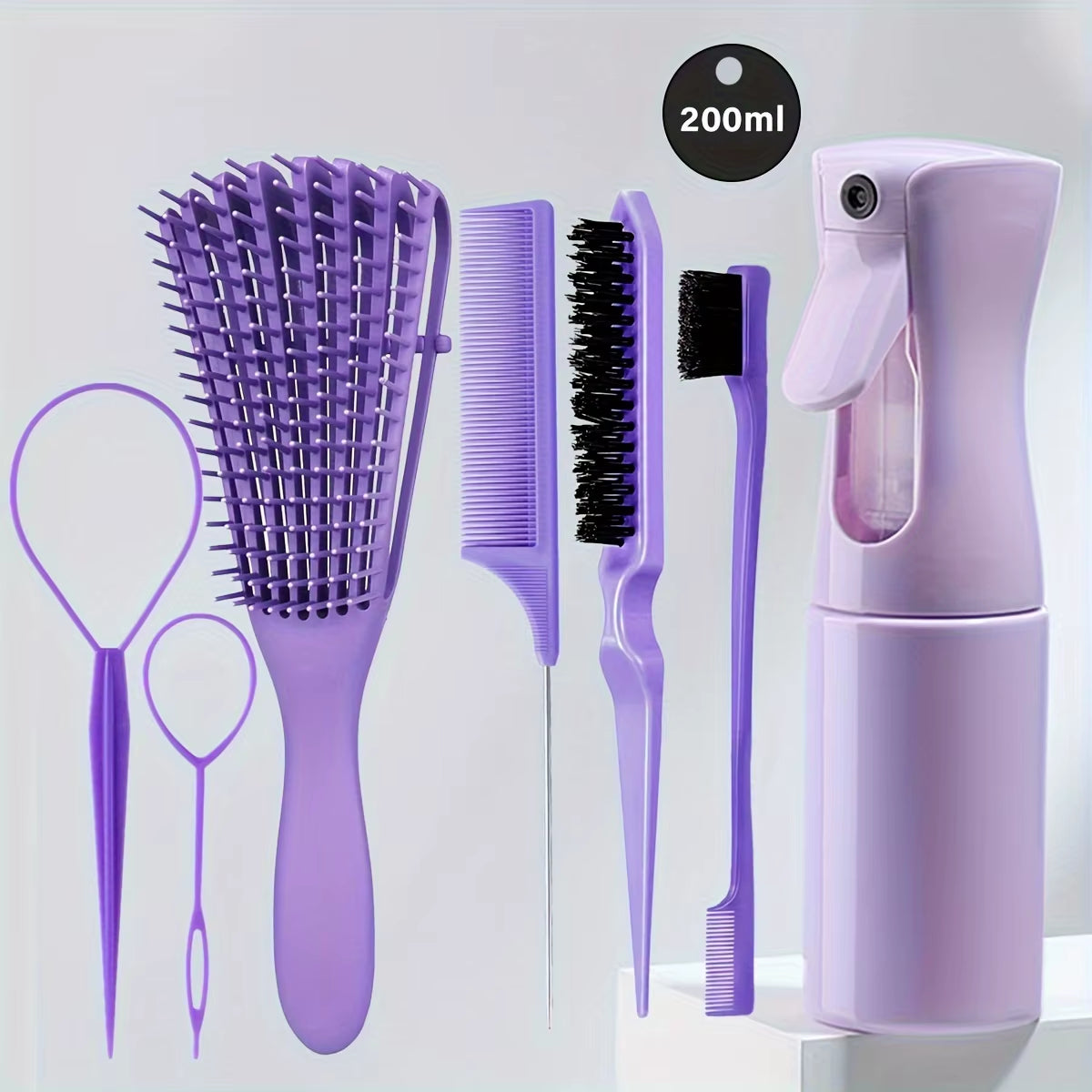 5-Piece Hair Styling Tools Set for Curly/Normal Hair Unisex Adult Unscented Hair Care Kit with Octopus Detangler Brush Comb