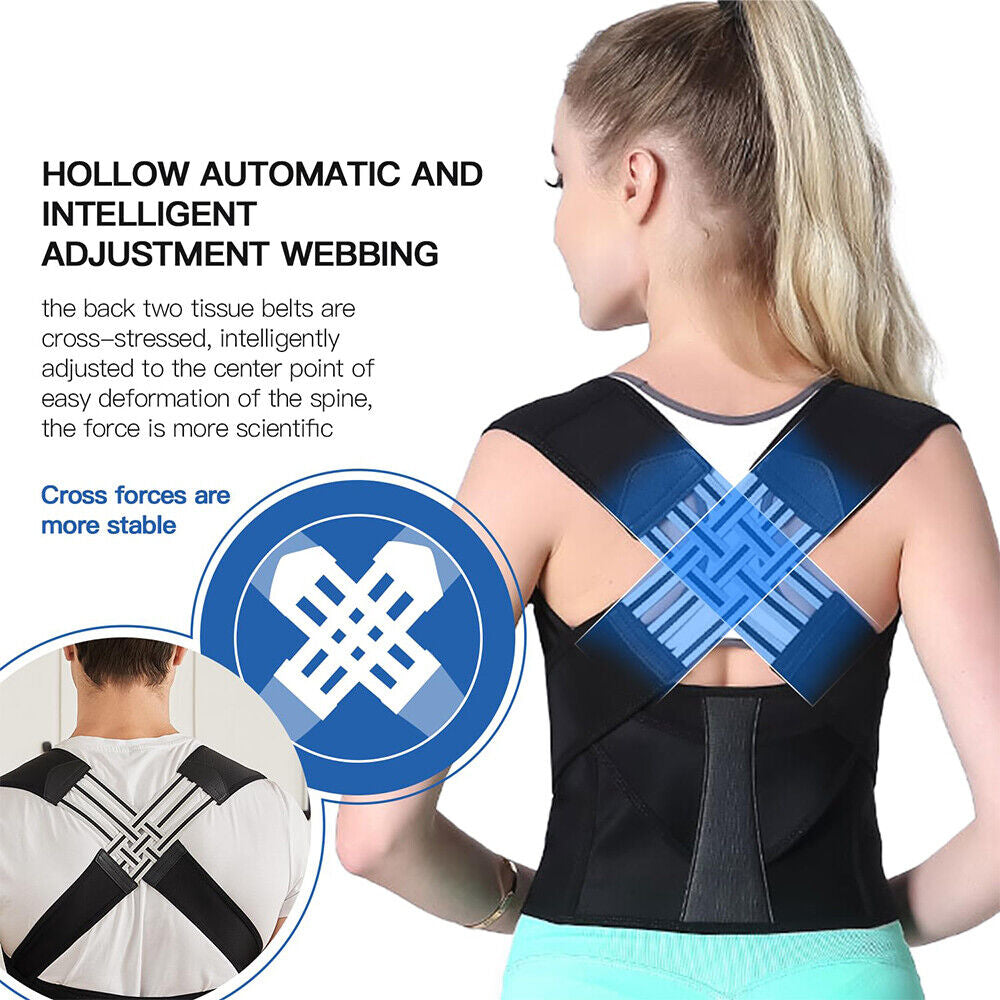 Adjustable Posture Corrector Low Back Support Shoulder Brace Belt for Women Men