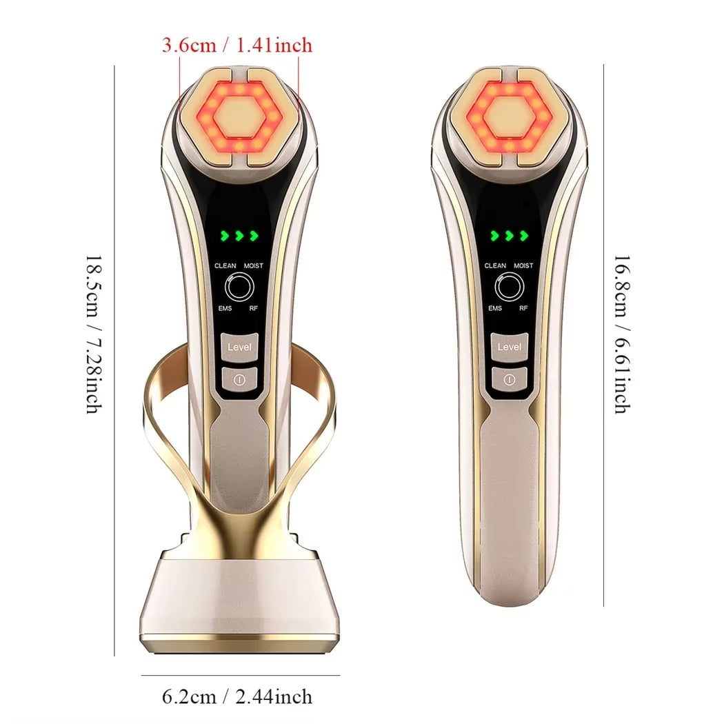 HIFU Face Skin Care EMS Facial Lifting Massager LED Photon Wrinkle Remover Hot Compress 1200Hz Vibration Anti-Aging Device