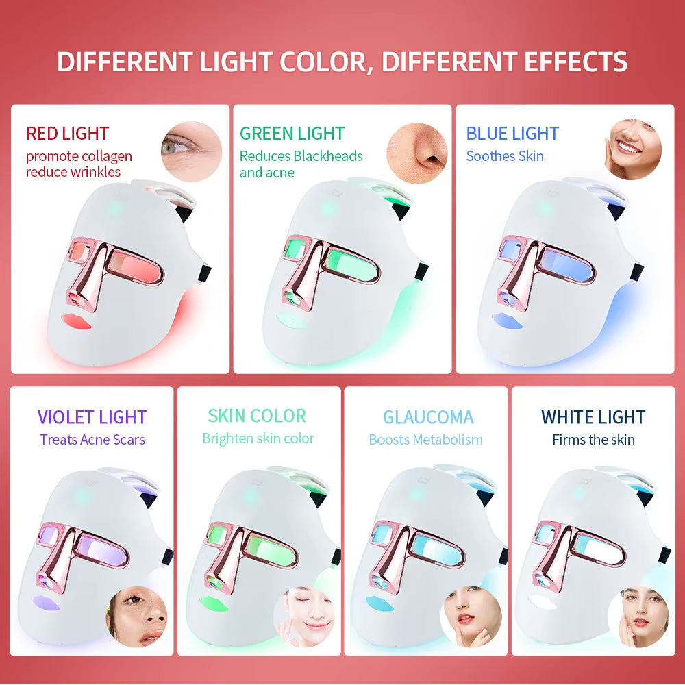 Wireless 7 Colors Face LED Mask Photon Facal Beauty Mask Skin Rejuvenation anti Acne Repair Skin Tightening anti Aging Skin Care