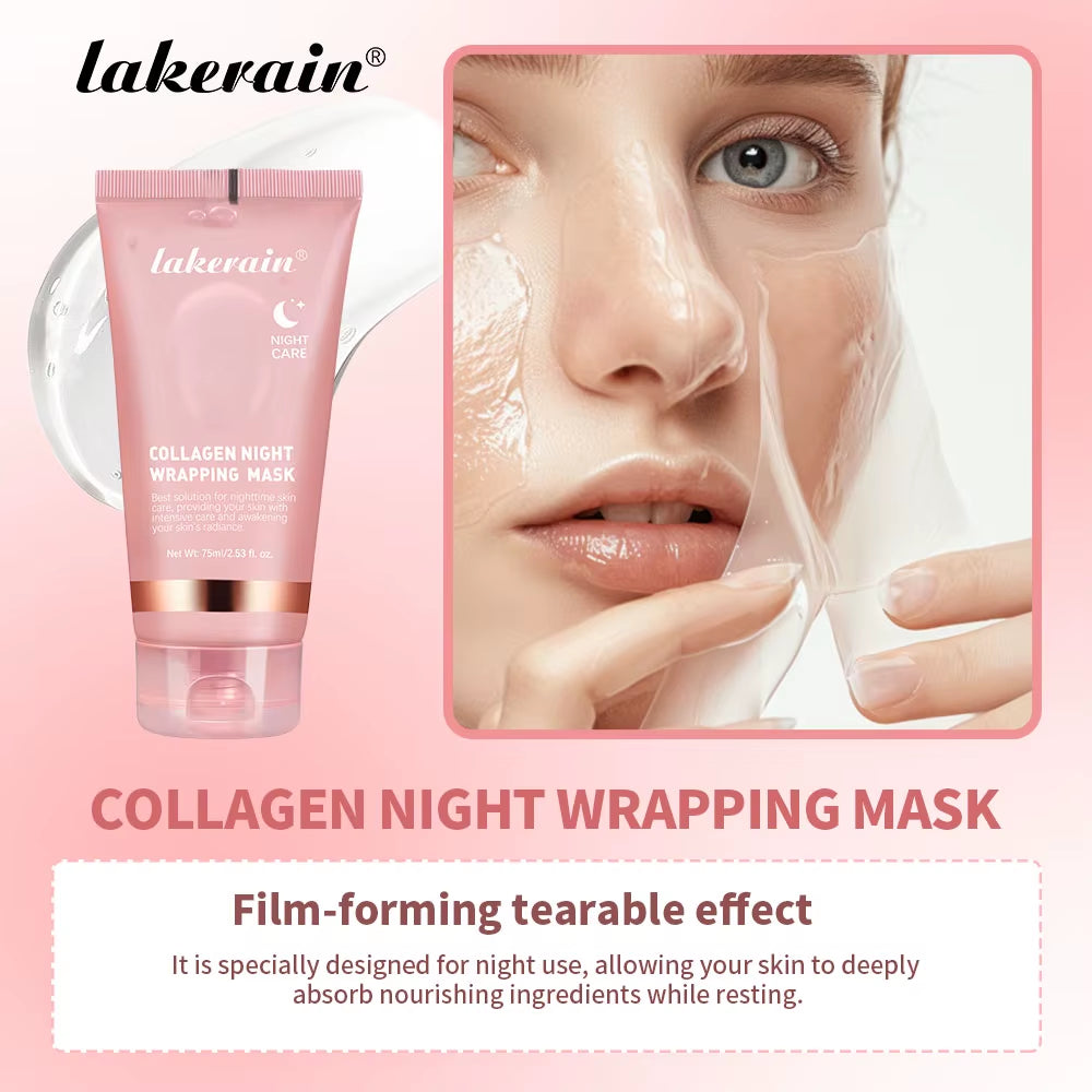 Night Collagen Wrapping Mask Deep Hydration Moisturizing Brightening Korean Face Mask Make Glowy Skin Elasticity Mask Products