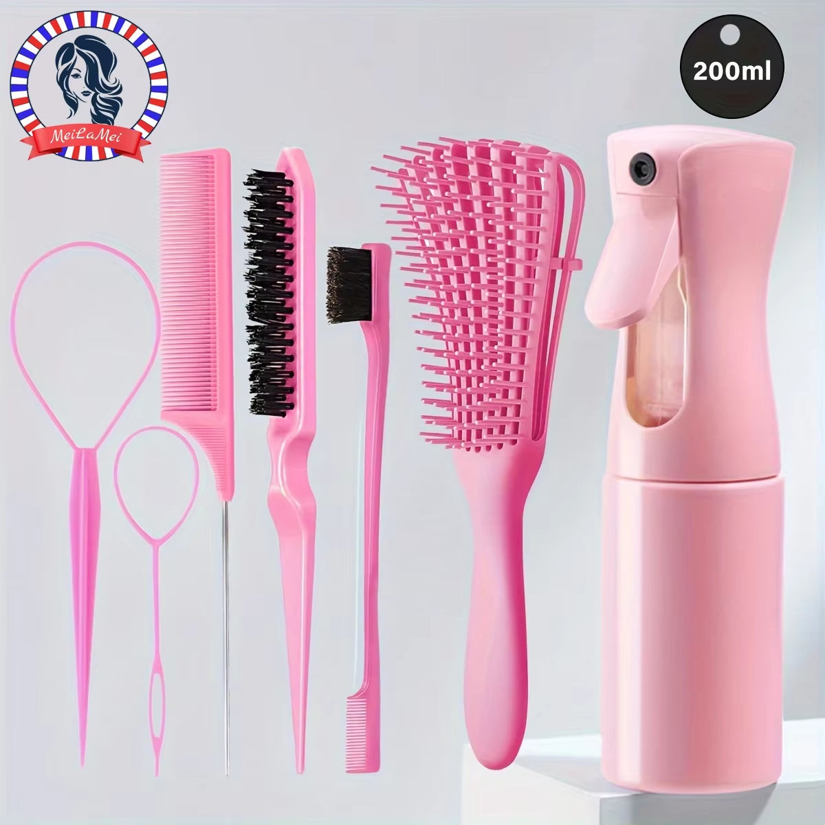 5-Piece Hair Styling Tools Set for Curly/Normal Hair Unisex Adult Unscented Hair Care Kit with Octopus Detangler Brush Comb