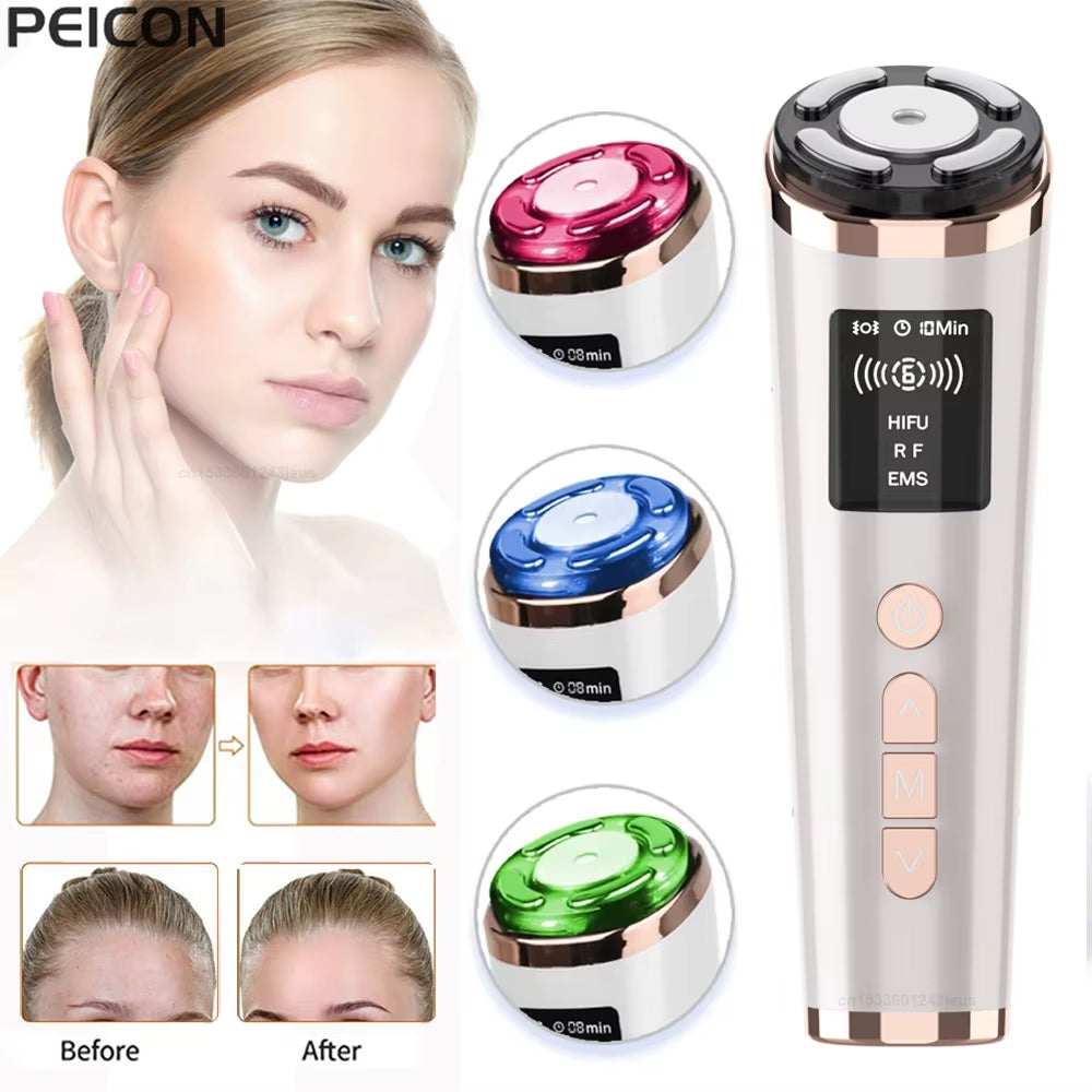 HIFU Face Lifting Facial Massager Mini HIFU Face Lifting Machine Facial Microcurrent Skin Rejuvenation Anti-Aging Face Massager