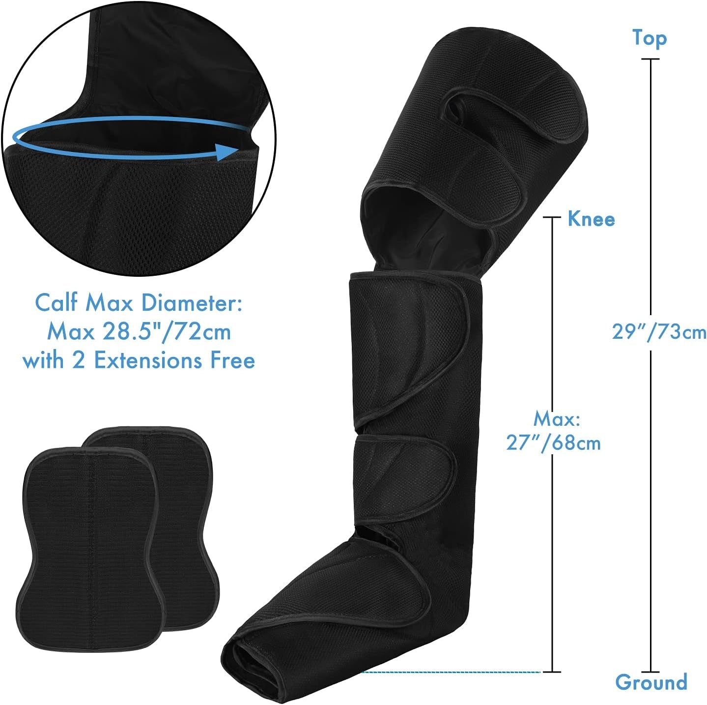 Leg Massager for Circulation and Pain Relief, Air Compression Foot to Thigh Massage, 3 Modes 3 Intensities, Fits up to 28.5 Inch Calves